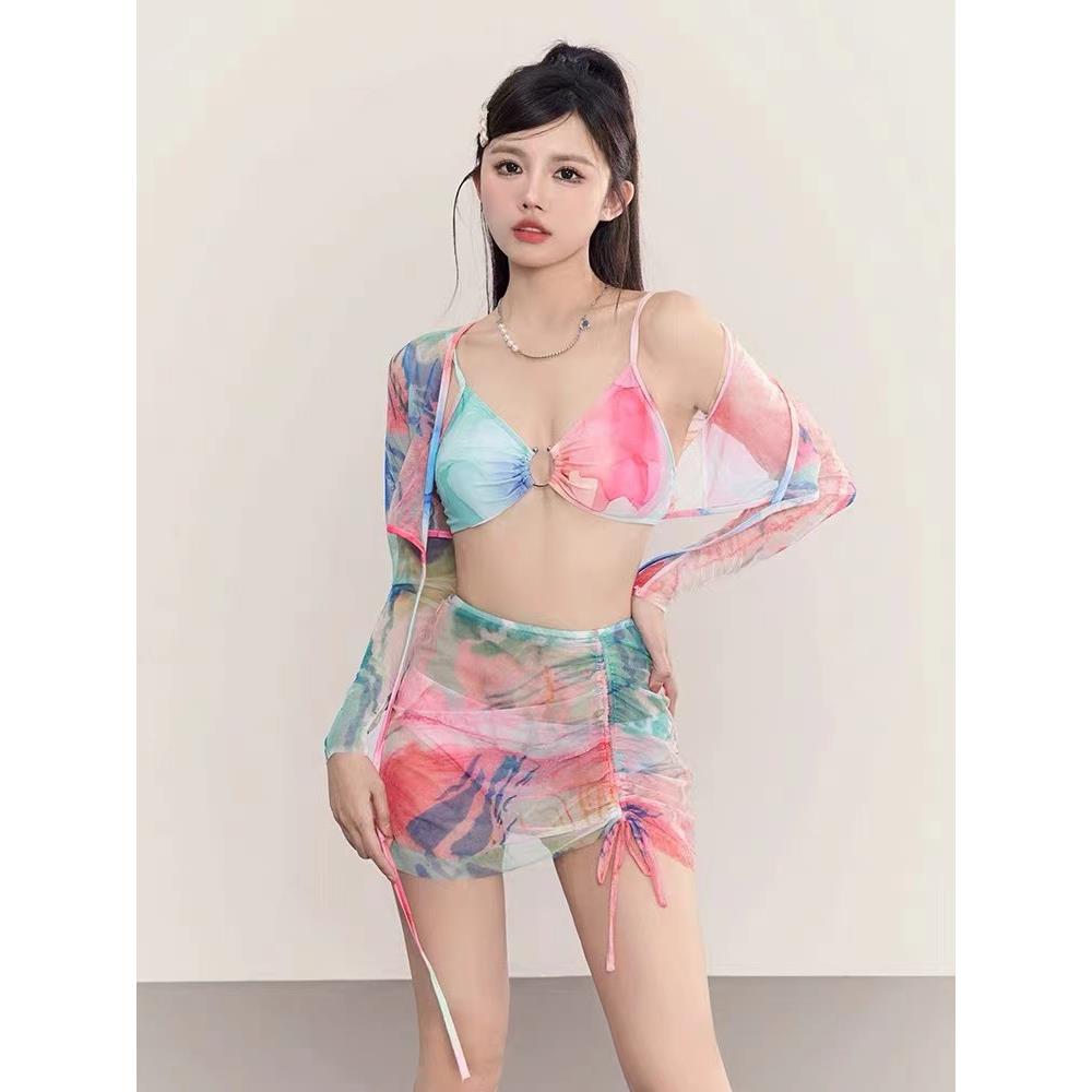 2025新款新款夏季比基尼泳衣女新款爆款高级感分体四件套裹裙网红