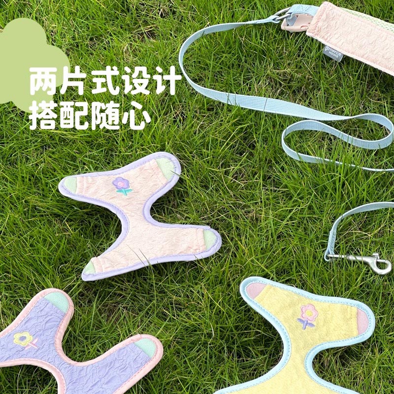 狗狗背心式牵引绳比熊迷你小型犬猫咪胸抱婴袋英短花花布偶猫遛猫