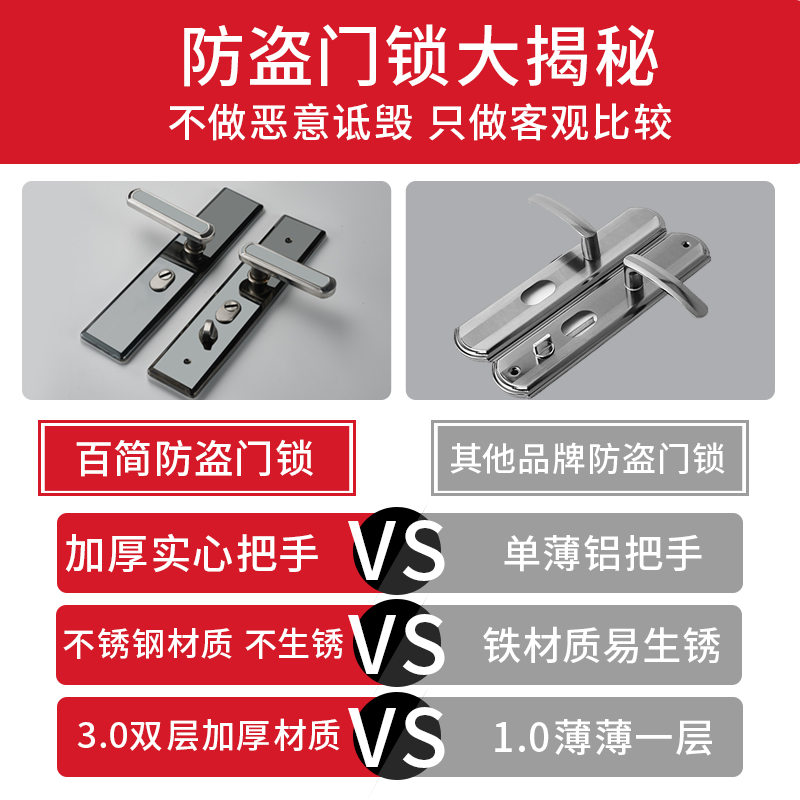 防盗门锁套装通用型黑色拉手锁具面板超C级入户门把手家用大门锁