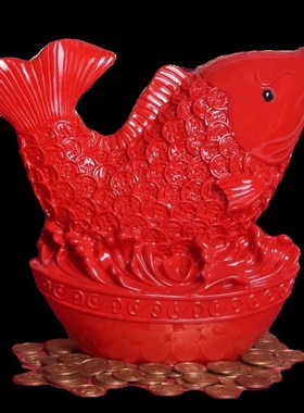 年年有鱼存钱罐红色鲤鱼储蓄罐可存可取新房乔迁礼品新年礼物摆件