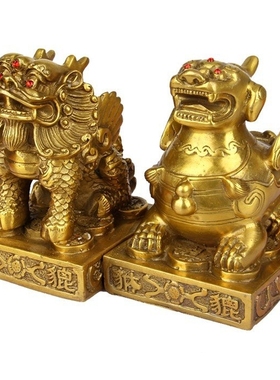 铜貔貅摆件大小号一对铜皮休铜貔貅摆件