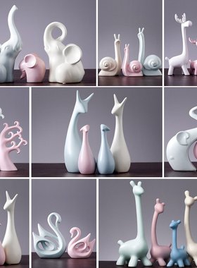北欧工艺品陶瓷电视柜欧式创意家居礼品装饰品陶瓷动物摆件送礼物