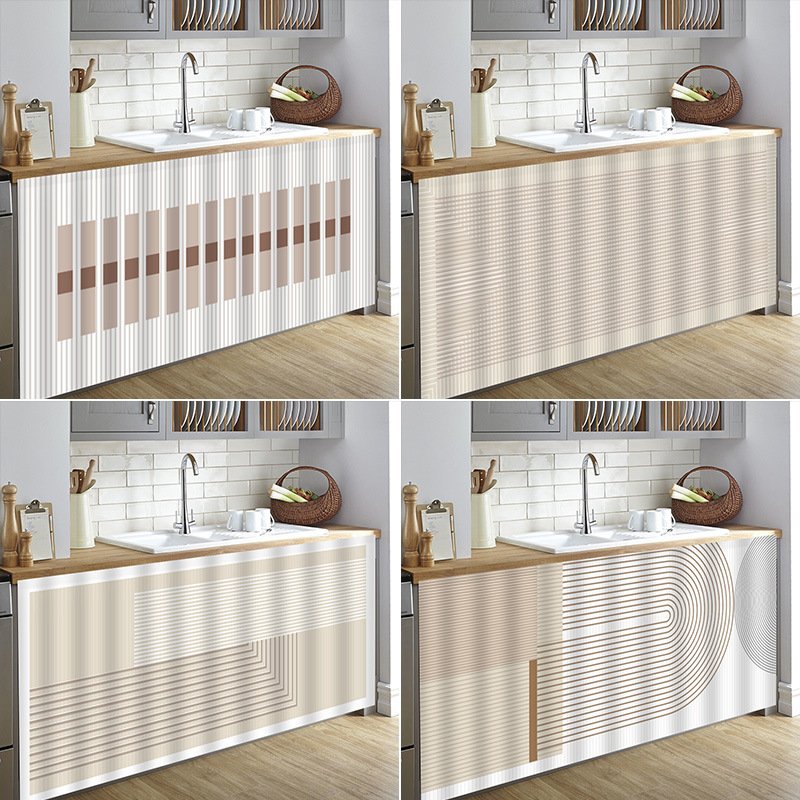 2023新款免打孔防尘橱柜滑轨遮挡魔术贴柜帘遮丑免打孔自粘式帘子