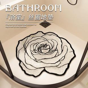 轻奢高级感浴室防滑垫淋浴房洗澡异形花朵隔水脚垫防滑防摔沥水垫