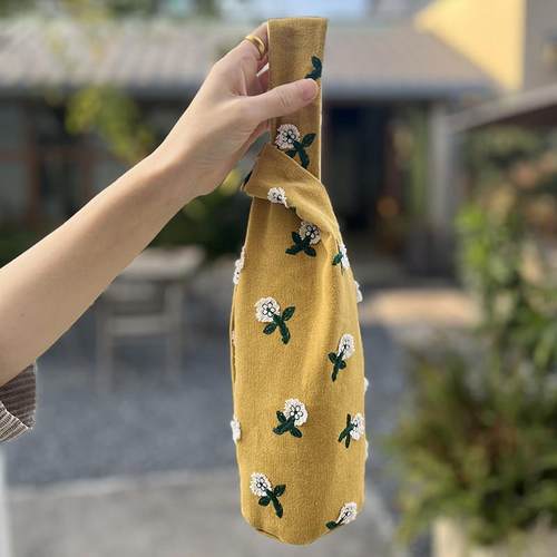 皆川明风格 水杯袋 套结式杯子收纳包 手腕包杯套 手工包文艺