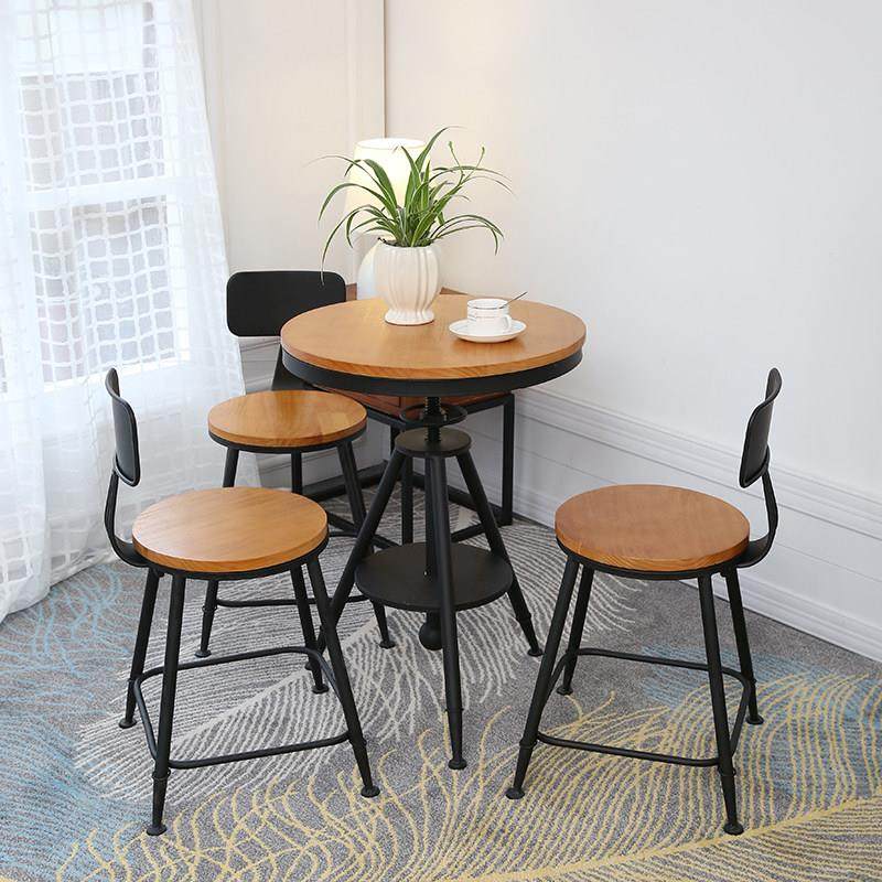 简约阳台桌椅组合铁艺桌椅3件套奶茶店咖啡厅创意休闲实木小茶几,住宅家具,实木餐桌,淘宝优惠券,粉丝福利购,淘宝优惠卷