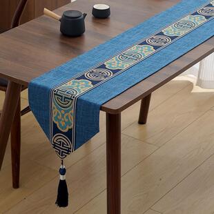 新中式小桌旗禅意茶桌垫布中国风茶几茶桌布艺茶席装饰长条窄桌布