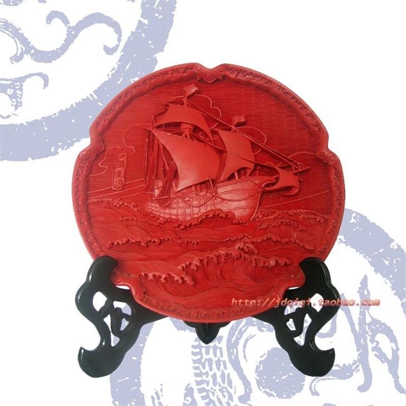 扬州漆器剔红雕漆看盘工艺台屏龙凤圆盘业新居结婚礼品,特色手工艺,漆器,淘宝优惠券,粉丝福利购,淘宝优惠卷