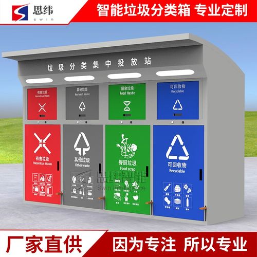 智能垃圾分类箱社区洗手池收集亭站感应门四投口垃圾箱厂家