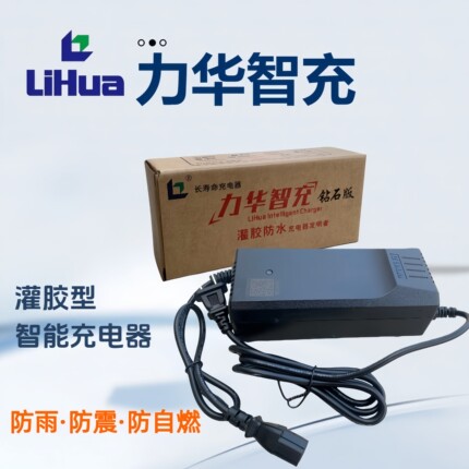 正品力华48V60V72V电动车智能灌胶充电器铅酸电池专用防水防漏电