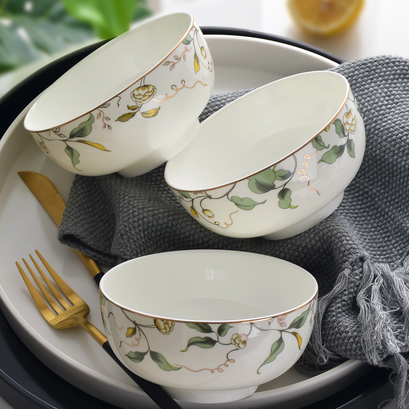 骨质瓷4/5/6/7/8英寸米饭碗小碗骨瓷面碗汤碗陶瓷碗大碗家用餐具