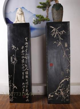 中式庭院柱子书法展示柱立柱装饰柱拴马桩玄关走廊 摆件摆饰