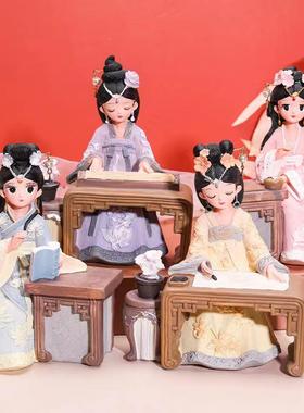创意国风宫廷格格汉服系列可爱摆件琴棋书画树脂文创工艺品礼品