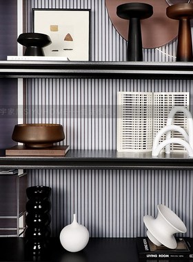 简约现代样板间高级感轻奢书架书柜桌面装饰摆件花器挂画饰品组合