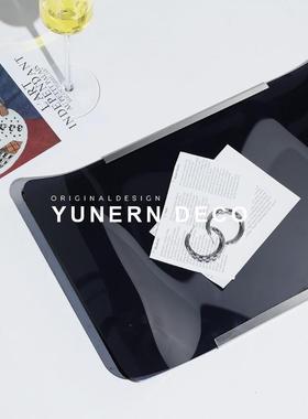 现代极简风装饰弧形亚克力托盘样板间客厅桌面摆设家居软装饰品