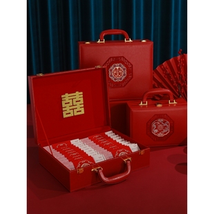 结婚钱箱五金喜字订婚礼金箱带锁礼金盒子备婚提亲礼品盒陪嫁用品