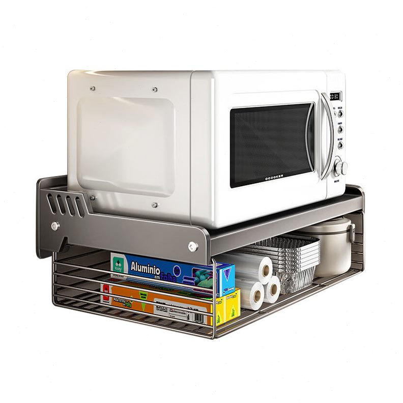 家用壁挂式微波炉置物架厨房免打孔微波炉架子烤箱上墙收纳支架