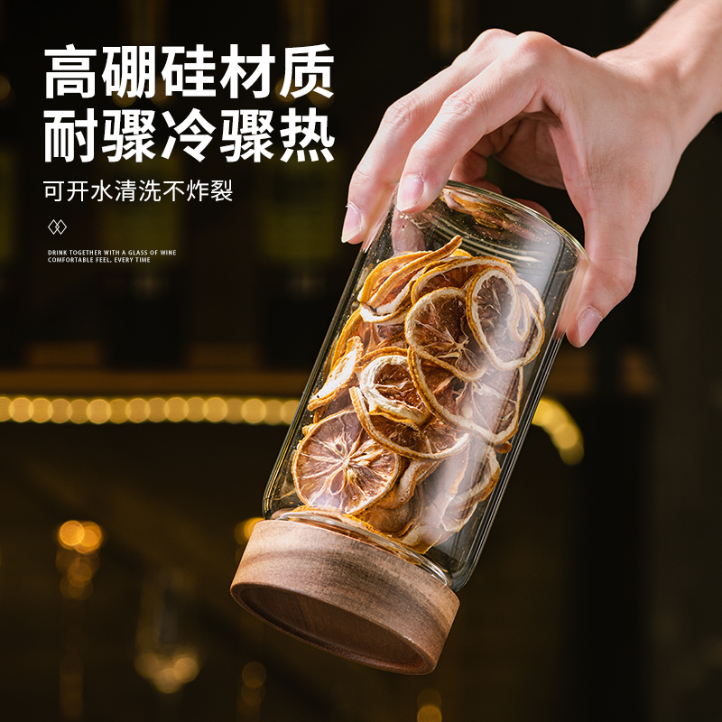 高硼硅玻璃密封罐商用柠檬乾桂皮茶叶陈皮储存罐家用泡酒瓶酿酒瓶