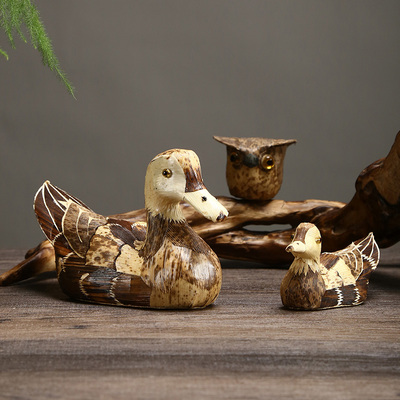 纯手工民间工艺鸳鸯笋壳笋皮编制制作竹编鸭子茶宠摆件 居家饰品