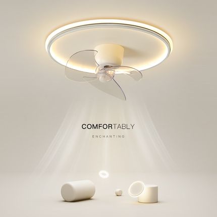 韵丝蔓简约led卧室灯圆形小客厅灯隐形风扇灯超薄吸顶餐厅书房灯