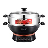 众宝电热锅多功能精铸铁高温油炸猛火王三圈加粗加热管油炸爆炒