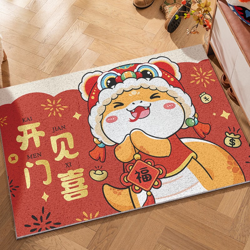 丝圈入户门垫新中式地垫客厅家用脚垫子防滑地毯新年乔迁喜庆可裁