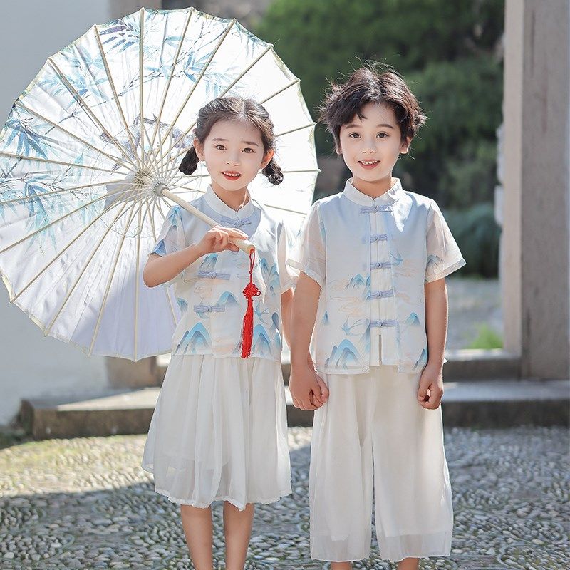 儿童汉服男女童夏季中国风古装套装国学唐装小学生古风表演出服装,童装/婴儿装/亲子装,唐装,淘宝优惠券,粉丝福利购,淘宝优惠卷