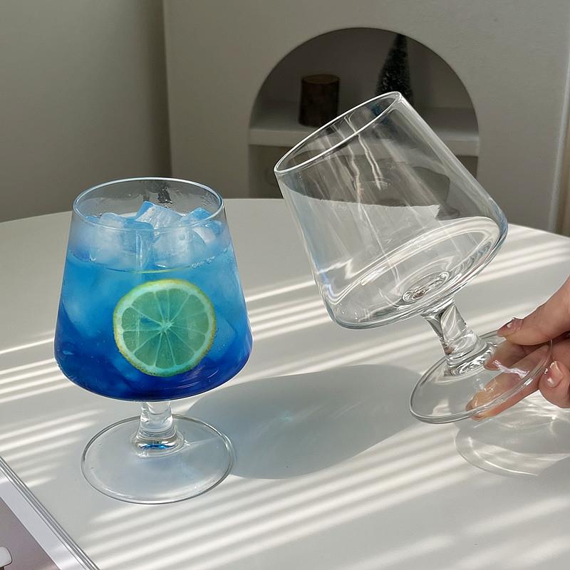 ins风菱形矮脚玻璃杯饮品杯高颜值鸡尾酒杯冷咖啡杯苏打气泡水杯