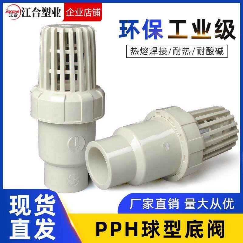 PPH底阀PPR球型逆止阀PP热熔球芯止逆阀水泵抽水花篮莲蓬头过滤阀