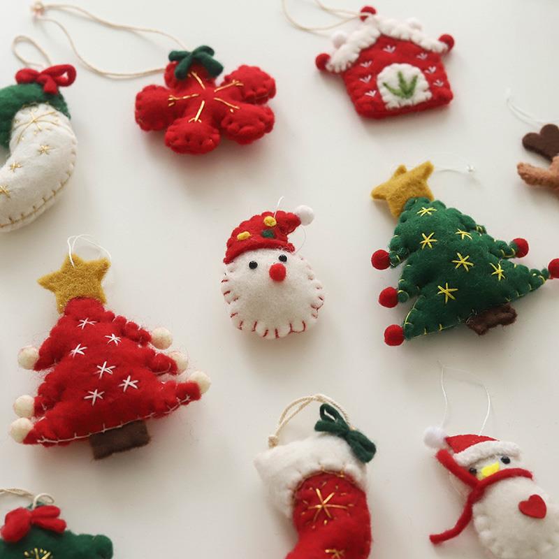 蔷薇海洋 圣诞节羊毛毡挂件 圣诞树节日氛围感咖啡店装饰挂饰道具
