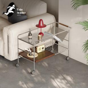 Tide leader中古可移动沙发边几带轮包豪斯客厅不锈钢小推车茶几