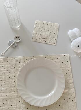 henceforth纯棉纱布波点餐巾桌垫方形杯垫双层柔软吸水盖布ins风