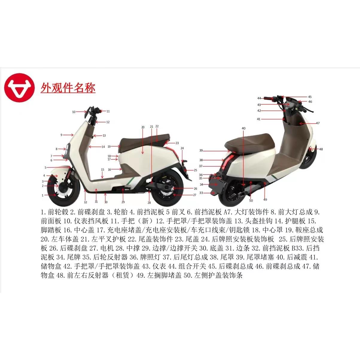 小牛电动车G400T/G400原厂正品配件烤漆塑料外车壳全套大灯脚踏板
