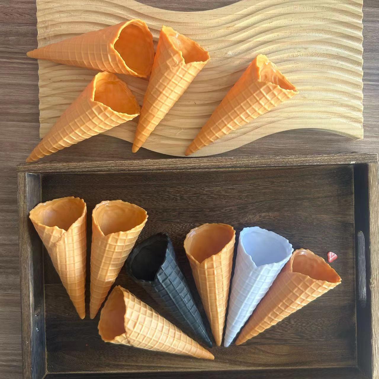 彷真冰淇淋甜筒塑料蛋筒脆筒模型冰激凌脆皮假雪糕筒蛋皮练习道具