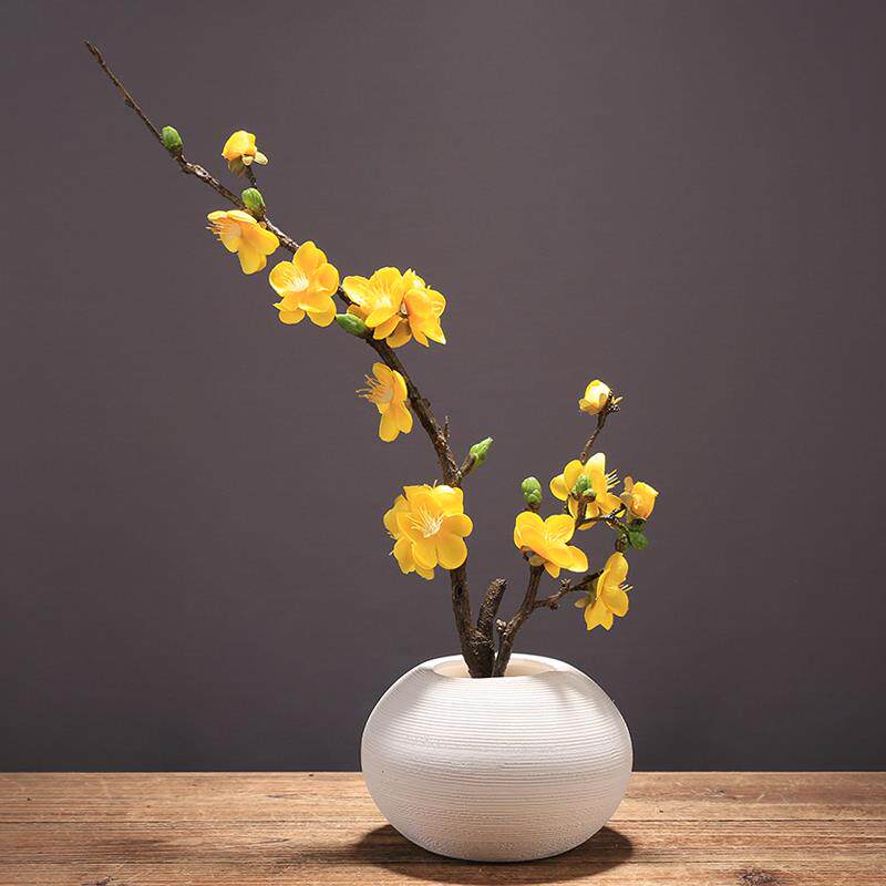 新中式仿真花腊梅客厅花艺摆件茶几桌面插花假花绢花干花梅花中式