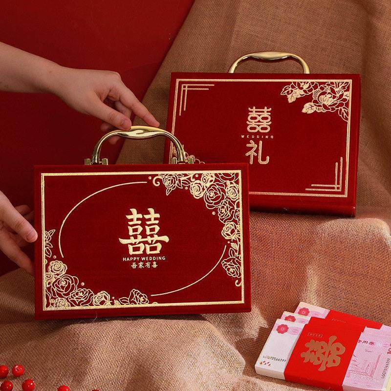 订婚彩礼钱盒子彩礼箱现金彩礼盒结婚提亲10万20万聘金礼金盒箱子