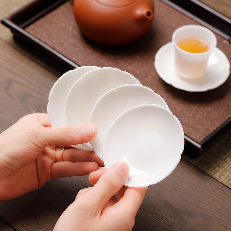 乳脂玉瓷小杯垫白瓷陶瓷茶杯架功夫茶具杯碟茶道配件防烫保温垫