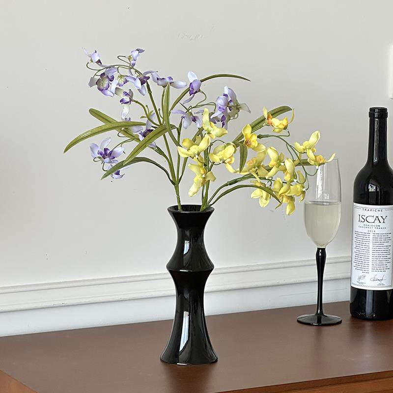 假花仿真花束塑料花小翠兰兰花绢布花干花陶瓷花瓶家居摆设装饰