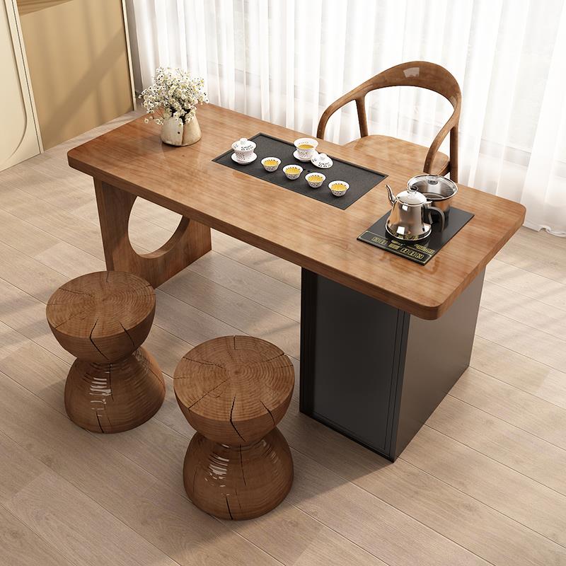 阳台茶桌2024新款小型实木茶几茶水柜烧水壶一体阳台家用小茶台