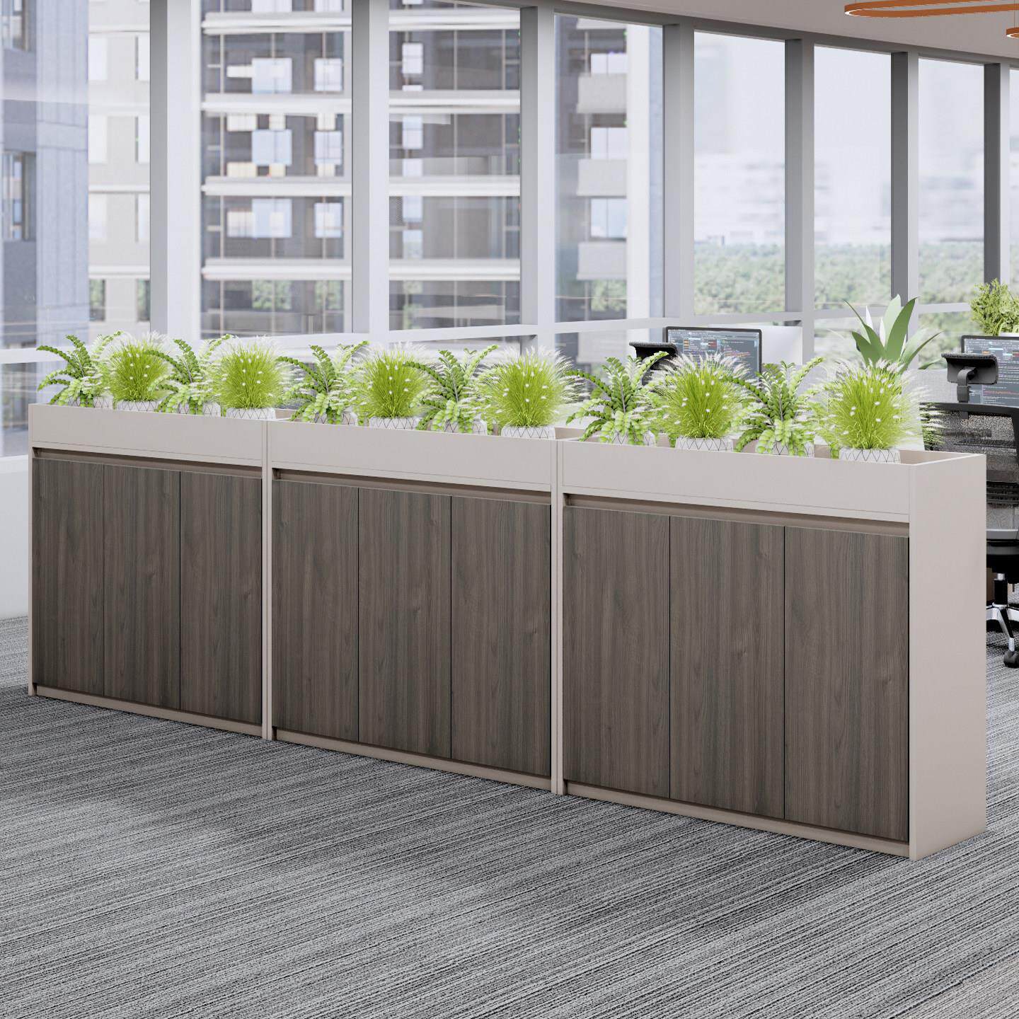 办公室隔断花槽柜环保板材储物柜学校车间组合多功能文件矮柜桌边