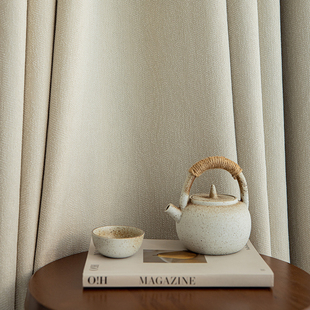 奶油色窗帘遮光法式 月珑纱2023新款 轻奢现代简约客厅高级感窗帘布