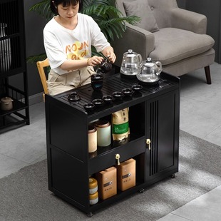 移动茶桌小茶台烧水壶一体家用茶水柜实木阳台茶几煮泡茶简约轻奢