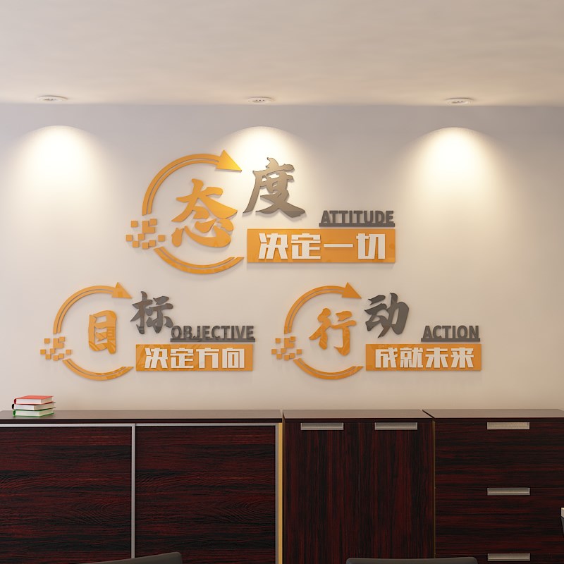 企业文化墙会议室布置公司背景墙团队办公室墙面装饰励志标语墙贴
