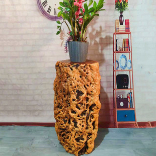 枣木纯实木根雕花架摆件花瓶大尺寸艺术造型花架木墩底座原木摆件