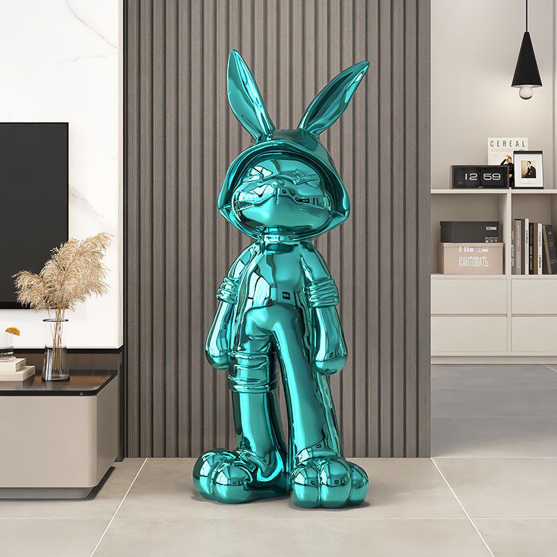 电镀兔子落地大摆件客厅电视柜沙发旁玄关高端大气工艺品乔迁礼物