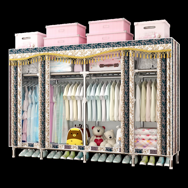 双人大号加固衣服架3米超大钢管布衣柜简易衣物收纳柜落地衣架