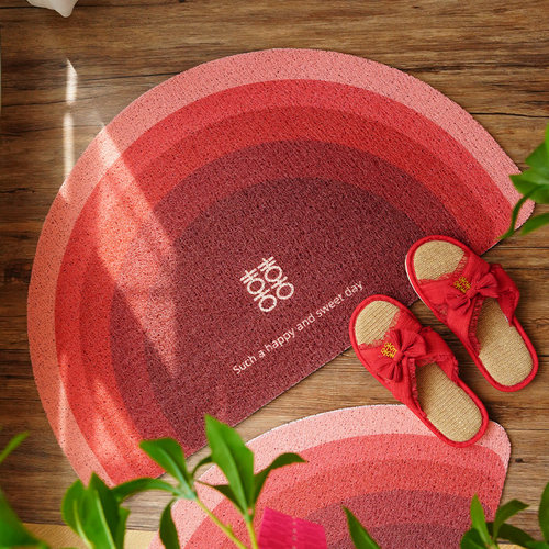 糊涂娘娘结婚用品入户地垫pvc丝圈进门脚垫婚房装饰地毯喜庆红色