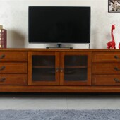 乡村地柜加高款 美式 卧室电视机柜简约田园中式 实木电视柜客厅欧式