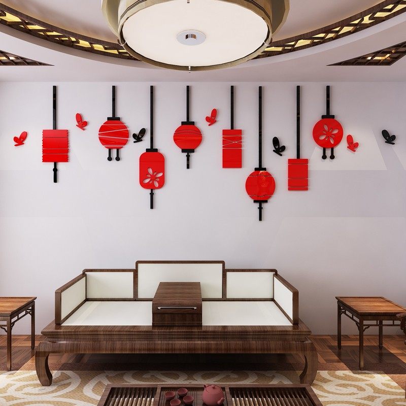 中国风3d立体墙贴画客厅沙发电视背景墙壁贴画婚庆亚克力浪漫贴画