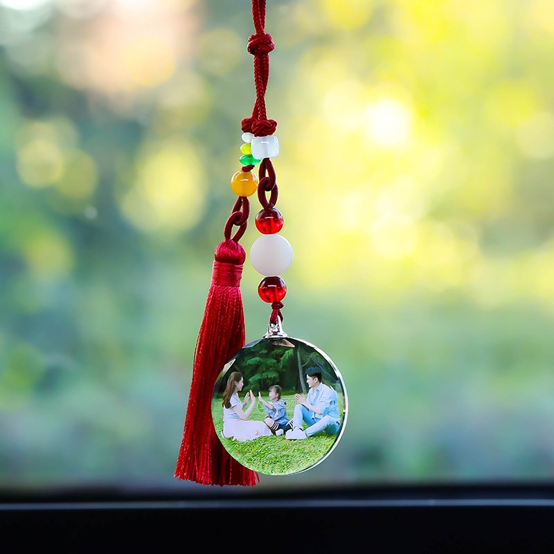 照片定制车内饰品挂件吊坠保平安水晶挂饰车载高级感男士流苏莲花